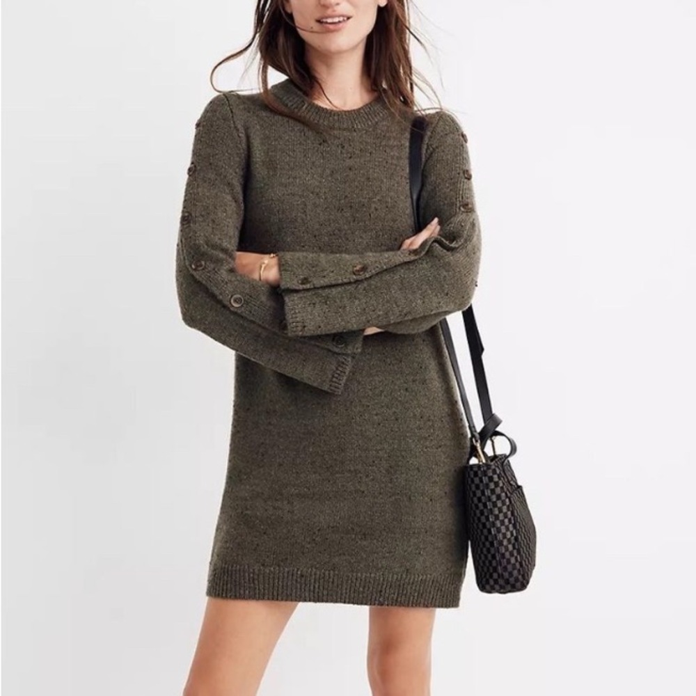 New Madewell Donegal Button-Sleeve Sweater-Dress Size Small